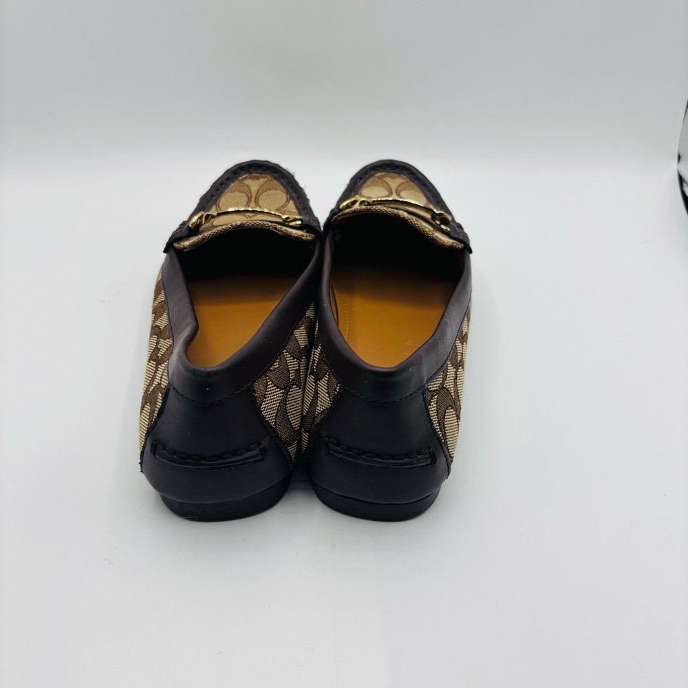 Coach Tan Signature Canvas Loafers with Gold Hardware - Picture 8 of 11